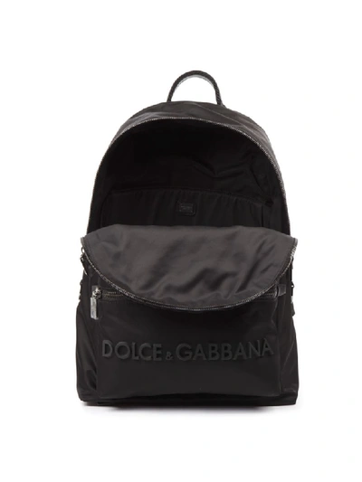 Shop Dolce & Gabbana D & G Black Leather & Fabric Logo Backpack