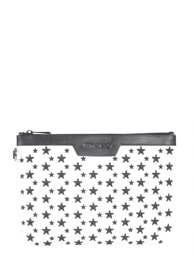 Shop Jimmy Choo Small Derek Pouch In Bianco