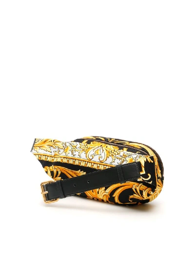 Shop Versace Barocco Print Beltbag In Nero Oro Oro (white)