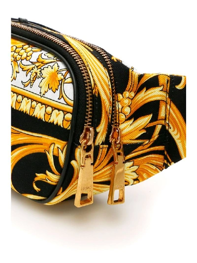 Shop Versace Barocco Print Beltbag In Nero Oro Oro (white)