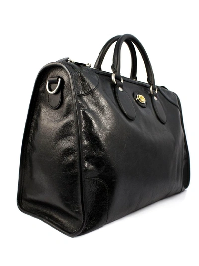 Shop Gucci Black Soft Leather Duffle In Nero