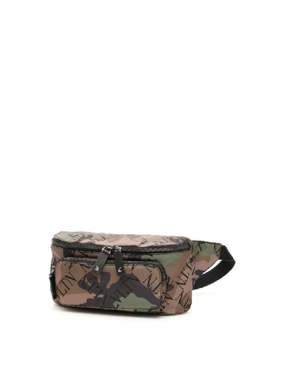 Shop Valentino Vltn Camouflage Beltbag In Army Green Brush Wood Nero (brown)