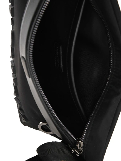 Shop Dolce & Gabbana Sicilia Dna Nylon Belt Bag With Rubberized Logo In Black