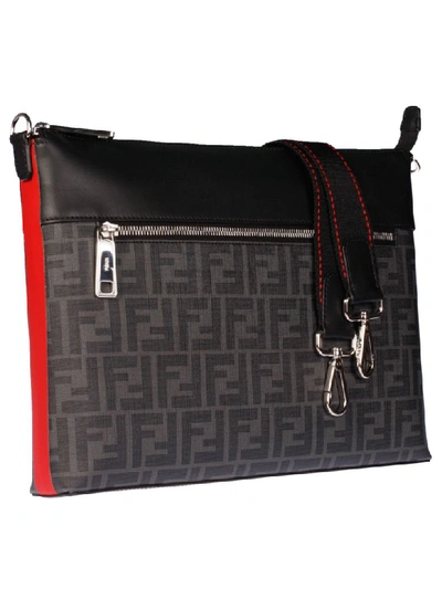 Shop Fendi Ff Messenger Bag In Nero/rosso/palladio