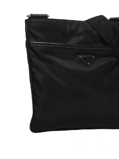 Shop Prada Logo Plaque Shoulder Bag In Nero