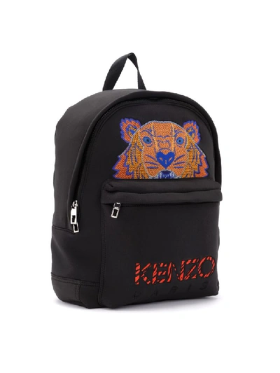 Shop Kenzo Tigre Backpack In Black Fabric With Logo In Nero