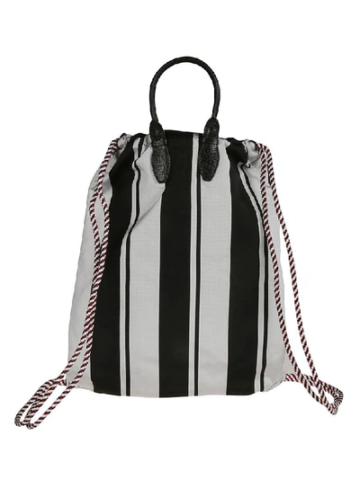 Shop Thom Browne Drawcord Backpack In Black/white