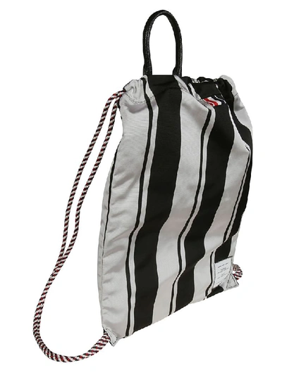 Shop Thom Browne Drawcord Backpack In Black/white