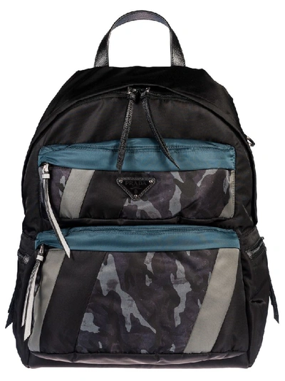 Shop Prada Patch Backpack In Black/multicolor