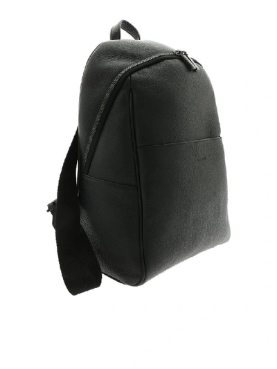 Shop Canali Backpack Leather In Black