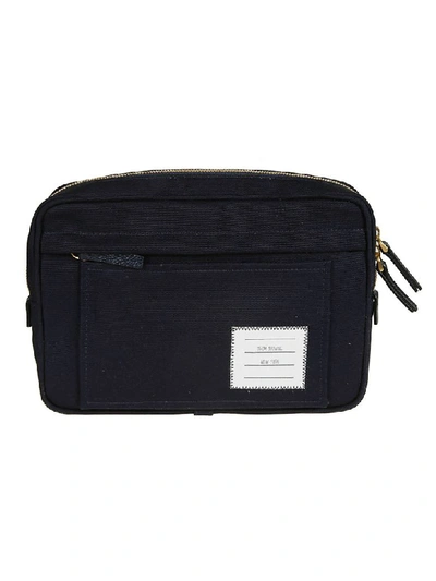 Shop Thom Browne Interlock Backing Shoulder Bag In Navy