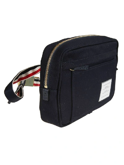 Shop Thom Browne Interlock Backing Shoulder Bag In Navy