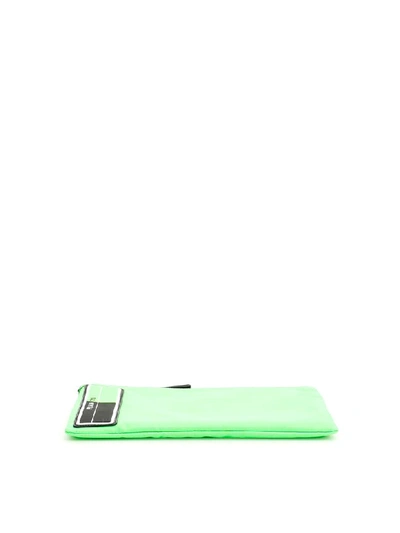 Shop Prada Flat Pouch With Wristlet In Verde Fluo Nero (green)