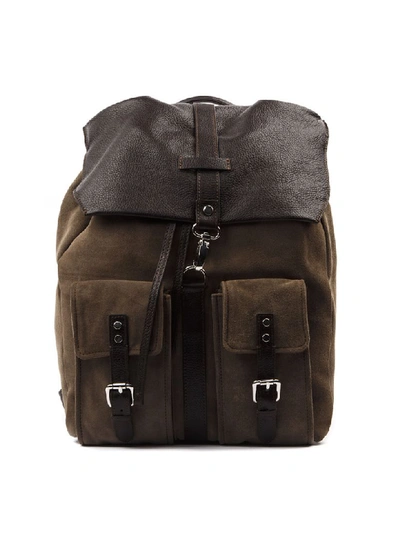 Shop Eleventy Taupe Calf Leather Backpack