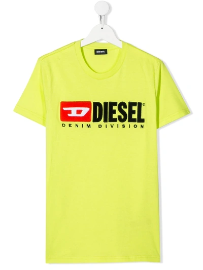 Shop Diesel Teen Logo T-shirt In Green