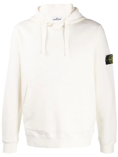 Shop Stone Island Logo Patch Hoodie In White