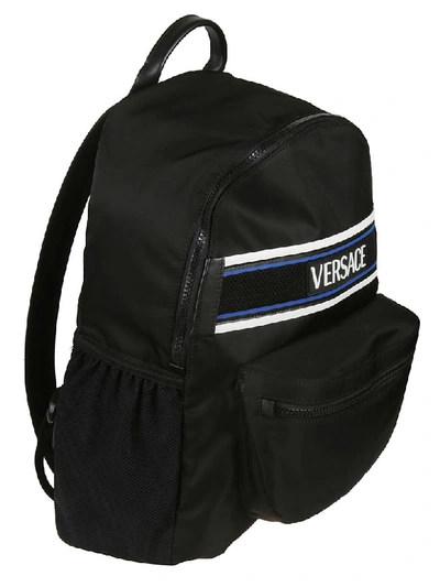 Shop Versace Logo Backpack In Black