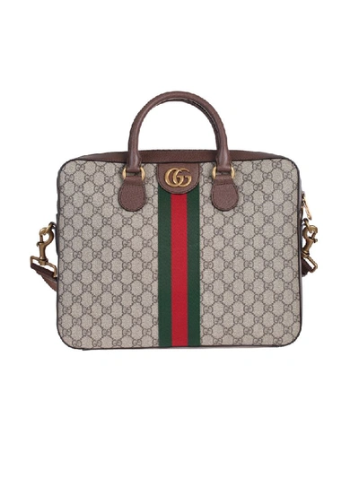 Shop Gucci Ophidia Briefcase In Beige