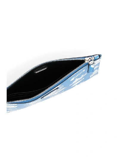 Shop Prada Saffiano Anchor Pouch In Marea (light Blue)