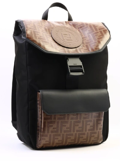 Shop Fendi Backpack Ff In Black/beige