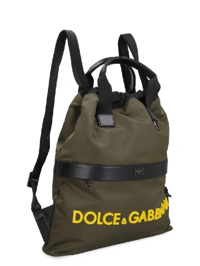 Shop Dolce & Gabbana Nylon Backpack With Leather Details In Green