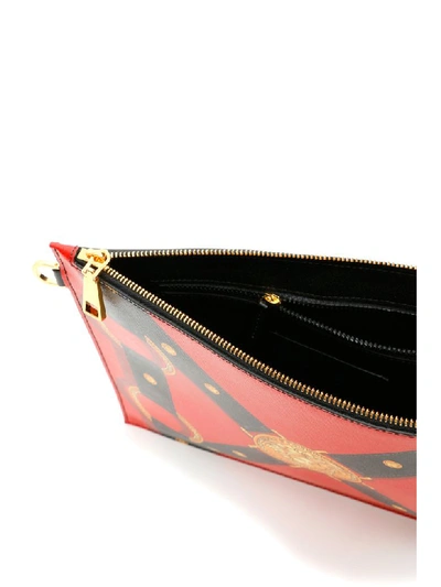 Shop Versace Bondage Print Pouch In Passio Nero Oro Caldo (red)