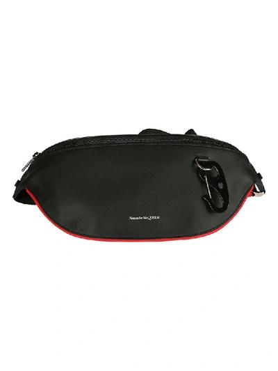 Shop Alexander Mcqueen Logo Belt Bag In Black/lust Red