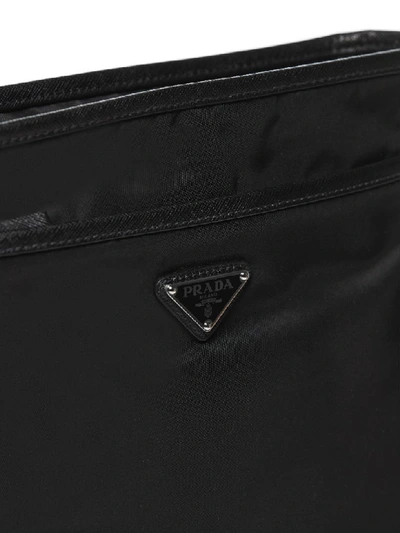 Shop Prada Logo Plaque Messenger Shoulder Bag In Nero