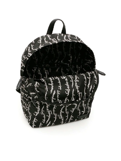 Shop Ferragamo Signature Nylon Backpack In Nero Bianco (black)