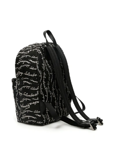 Shop Ferragamo Signature Nylon Backpack In Nero Bianco (black)