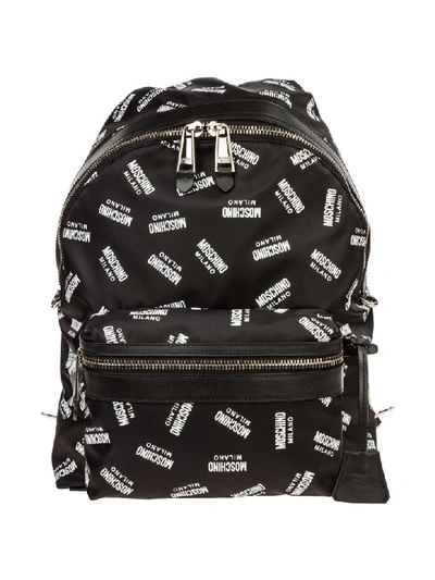 Shop Moschino Logo All Over Backpack In Nero