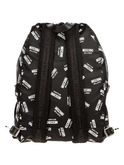 Shop Moschino Logo All Over Backpack In Nero