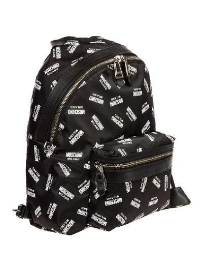 Shop Moschino Logo All Over Backpack In Nero