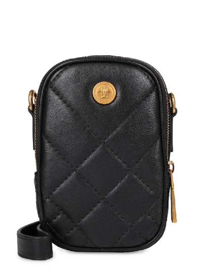 Shop Versace Quilted Leather Mini-bag In Black