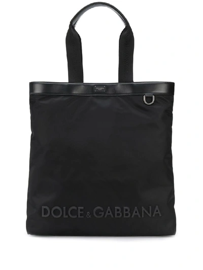 Shop Dolce & Gabbana Nylon Tote In Nero/nero