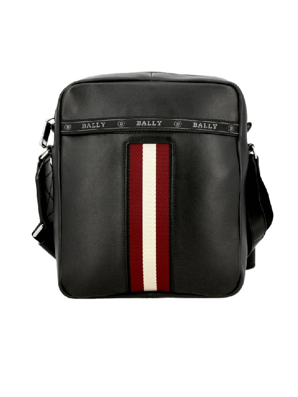 Bally Men's Trainspotting Stripe Leather Crossbody Bag In Black | ModeSens