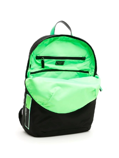 Shop Prada Nylon Backpack In Nero Verde Fluo (black)