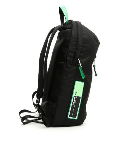 Shop Prada Nylon Backpack In Nero Verde Fluo (black)