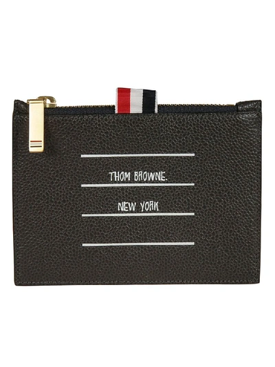 Shop Thom Browne Logo Coin Purse In Charcoal