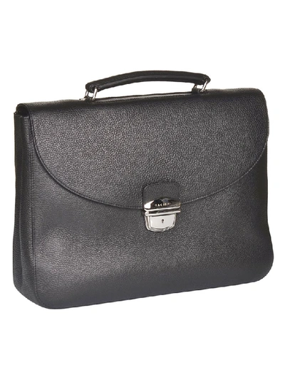 Shop Orciani Snap Lock Top Handle Briefcase In Black