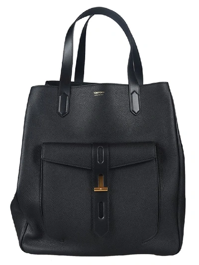 Shop Tom Ford Logo Tote In Black