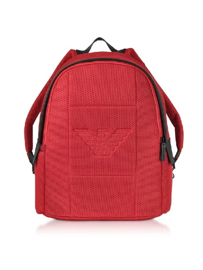 Shop Emporio Armani Two-tone Backpack W/ Side Pockets In Red