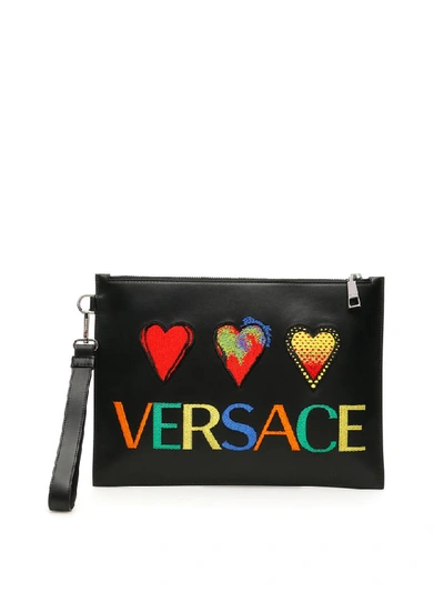 Shop Versace Pouch In Nero Multi Palladio (black)