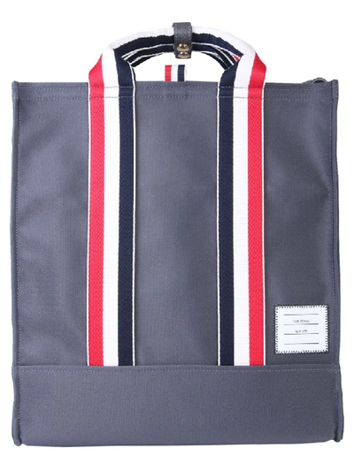 Shop Thom Browne Technical Fabric Tote Bag In Grey
