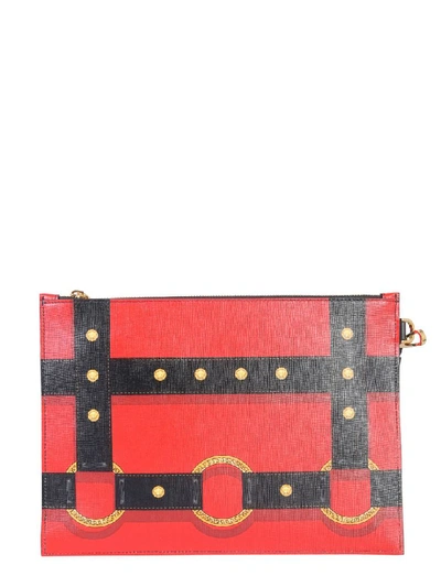 Shop Versace Large Pouch In Rosso
