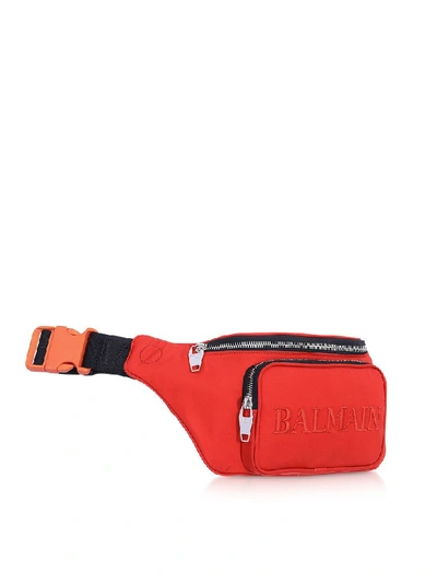 Shop Balmain Nylon Belt Bag 35 In Red