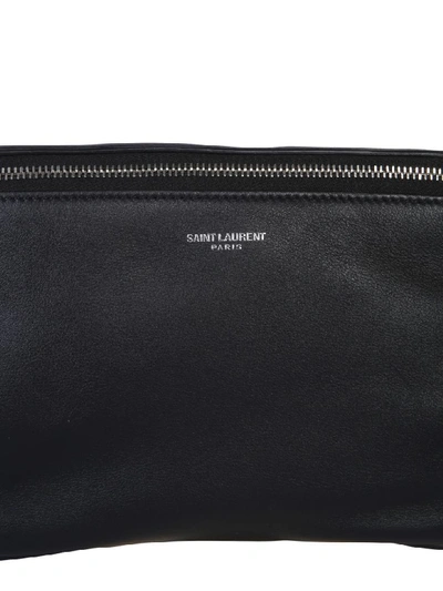 Shop Saint Laurent Leather Pouch In Nero