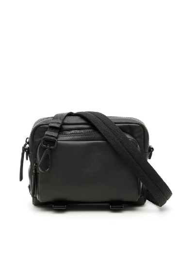 Shop Prada Leather Messenger Bag In Nero (black)