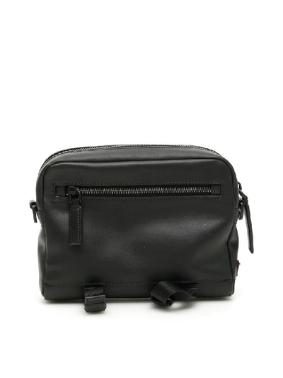 Shop Prada Leather Messenger Bag In Nero (black)