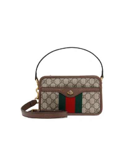 Shop Gucci Camera Bag Ophidia In Beige Ebony Acero